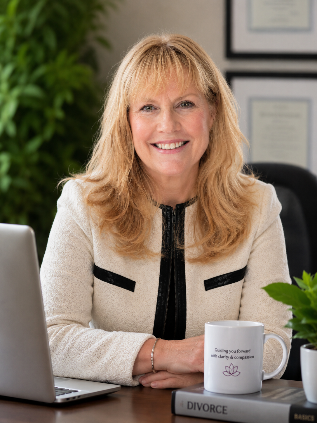 Sandra L. Tolliver, Tulsa family law attorney and divorce mediator, at her desk